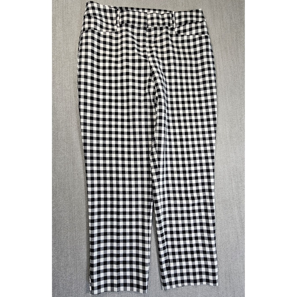 Loft Julie Crop Pants Black White Gingham Plaid Stretch Casual Womens Sz 8